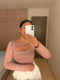 Body Manga Larga Cut-Out Palo Rosa